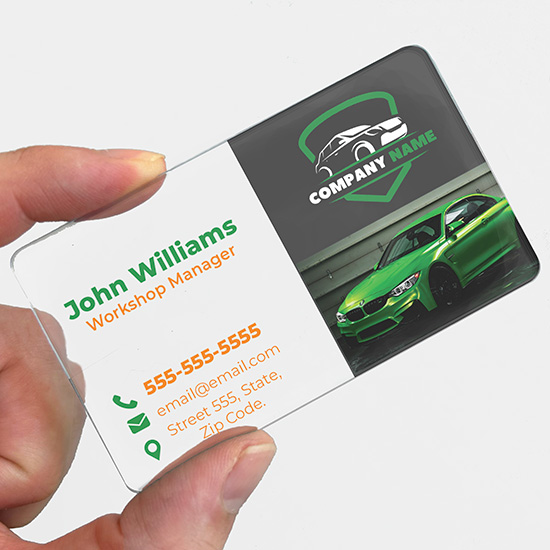 Auto Mechanic & Repair Clear Plastic Business Cards