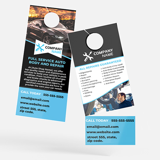 Auto Mechanic & Repair Door Hangers with Tear-Off