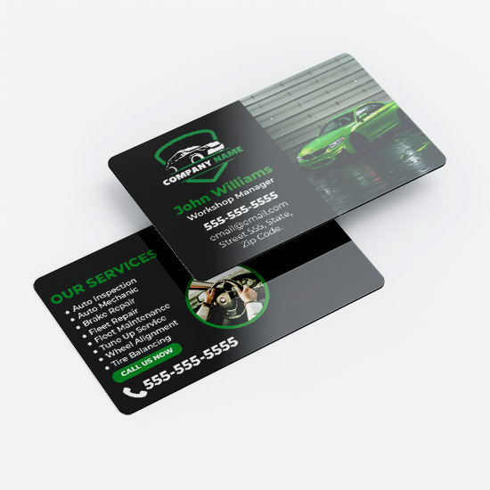 Auto Mechanic & Repair White Plastic Business Cards