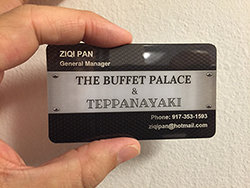 clear plastic business card for restaurants
