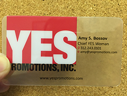 Two sided clear plastic business card back