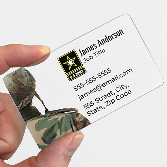 Military Clear Plastic Business Cards