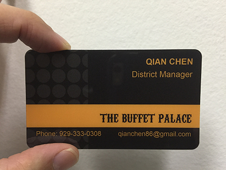 Black Plastic Business Card for Restaurant