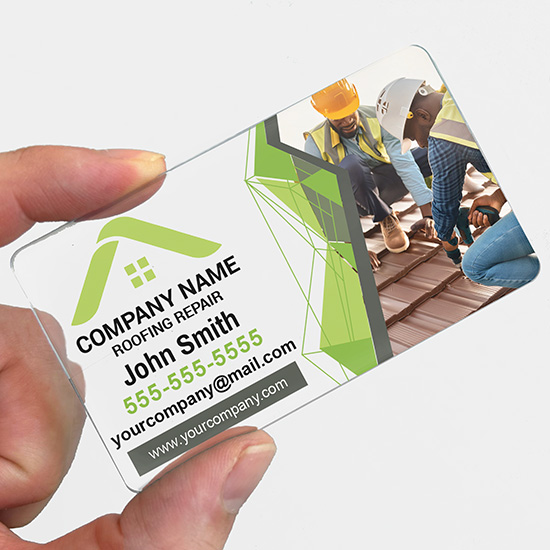 Roofing Clear Plastic Business Cards