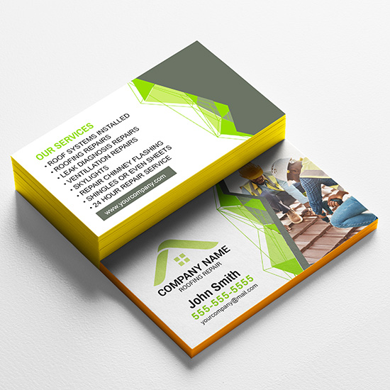 Roofing Painted Edge Business Cards