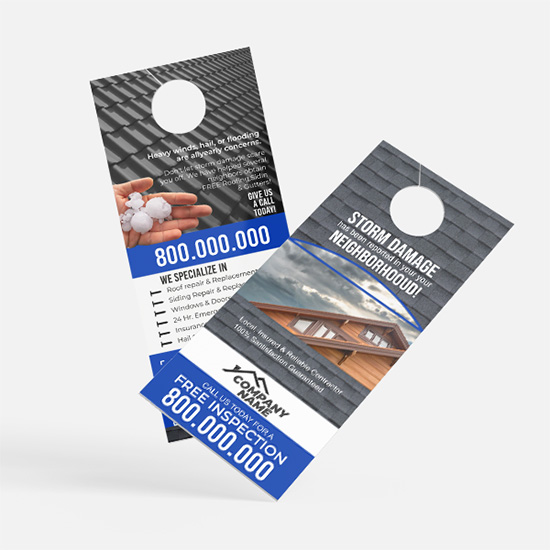 Roofing door hanger printing with tear‑off coupon