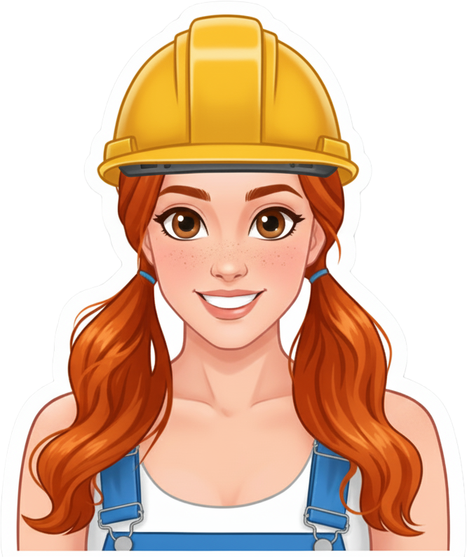 Rudy the Roofer Sticker with a Hard Hat