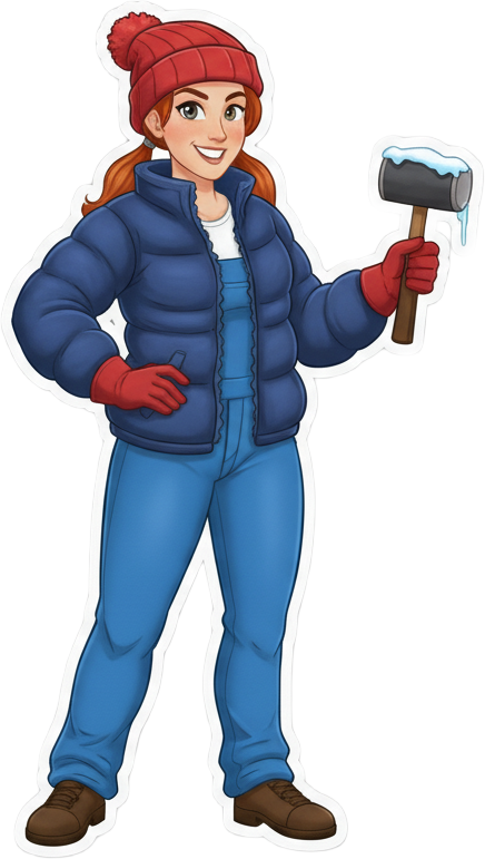 a sticker of Rudy during winter, seasonal