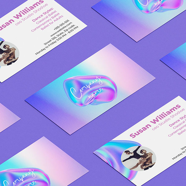 Various styles of standard business cards