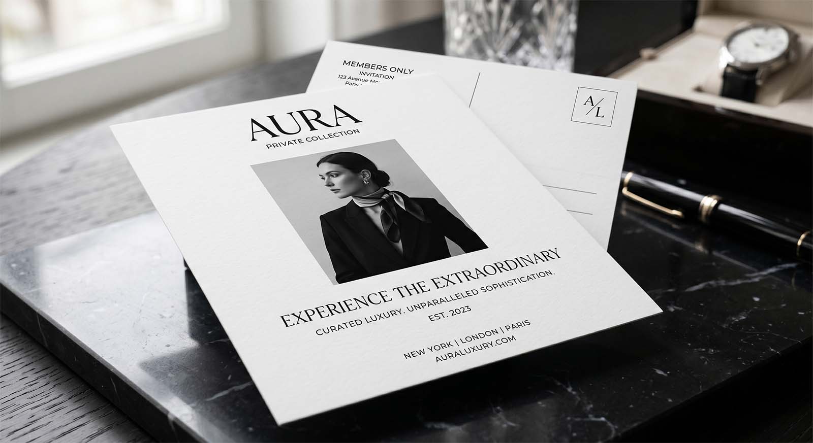 Elegant, ultra-minimalist business card showcasing large areas of white space and crisp typography