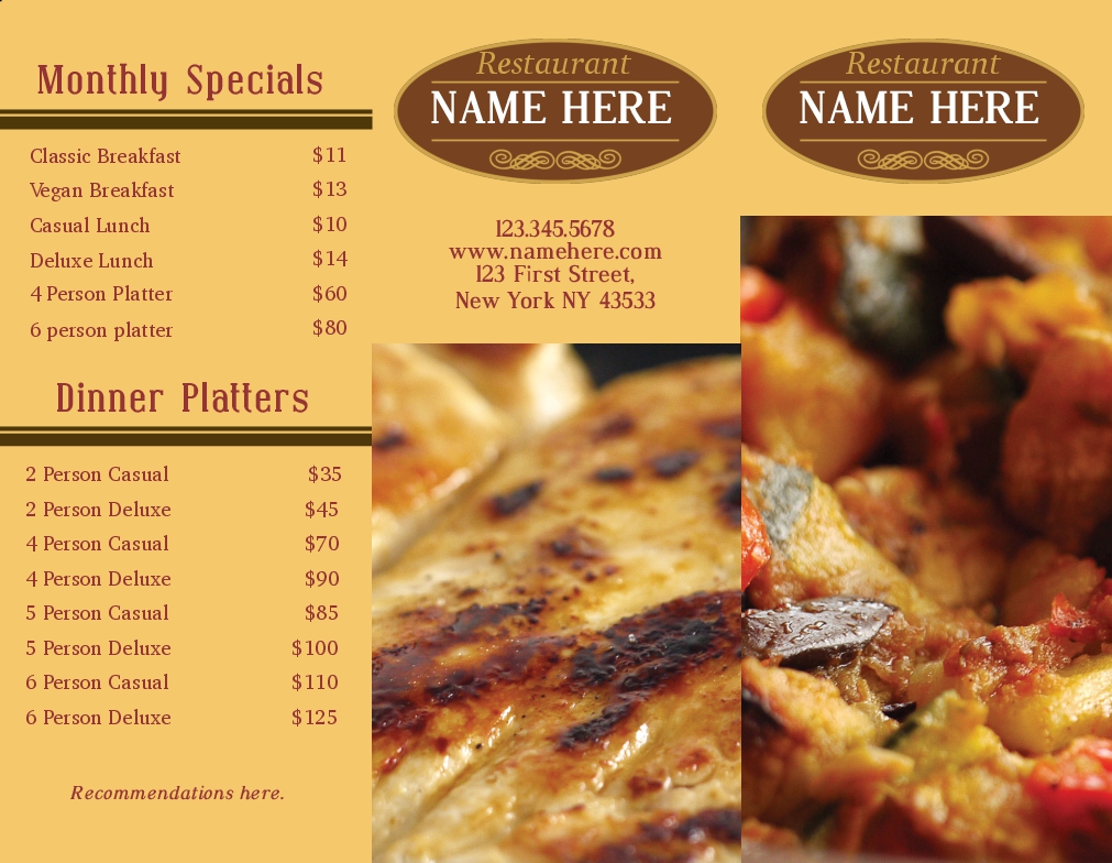 Browse Free 8.5 X 11 Custom Menu Designs