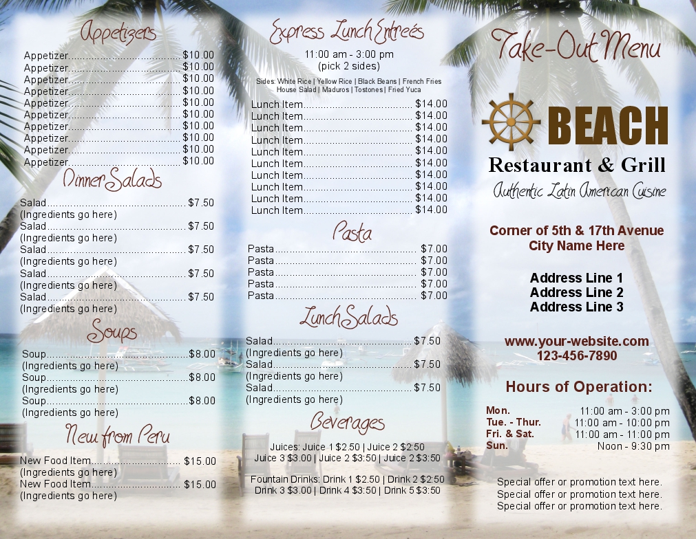 Browse Free 8.5 X 11 Custom Menu Designs