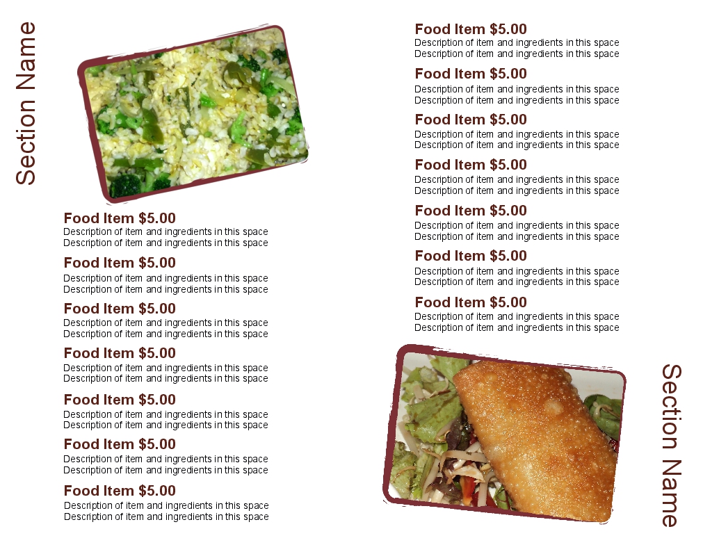 Browse Free 8.5 X 11 Custom Menu Designs