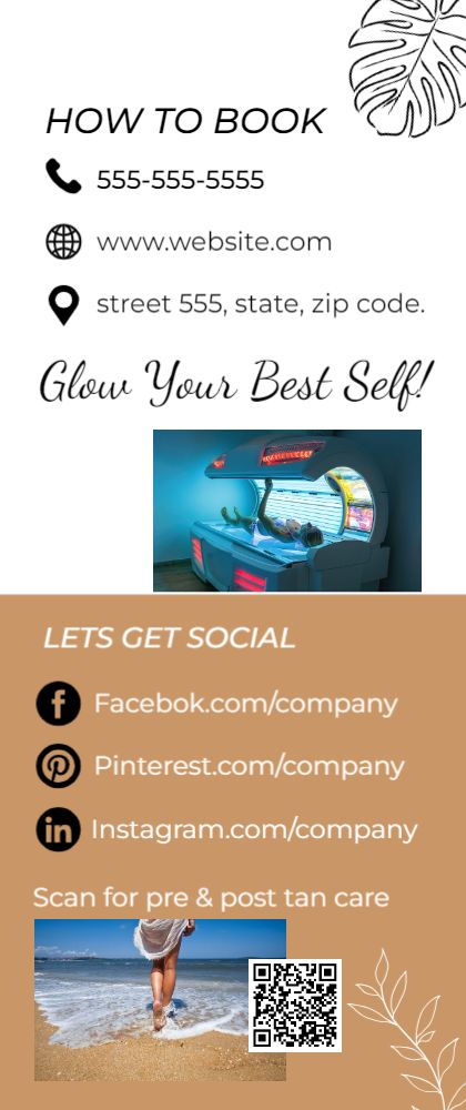 Tanning Salon Rack Card 1 3.5x8.5