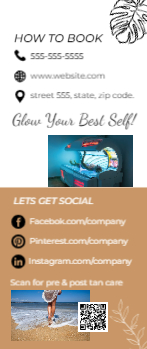 Tanning Salon Rack Card 1 3.5x8.5