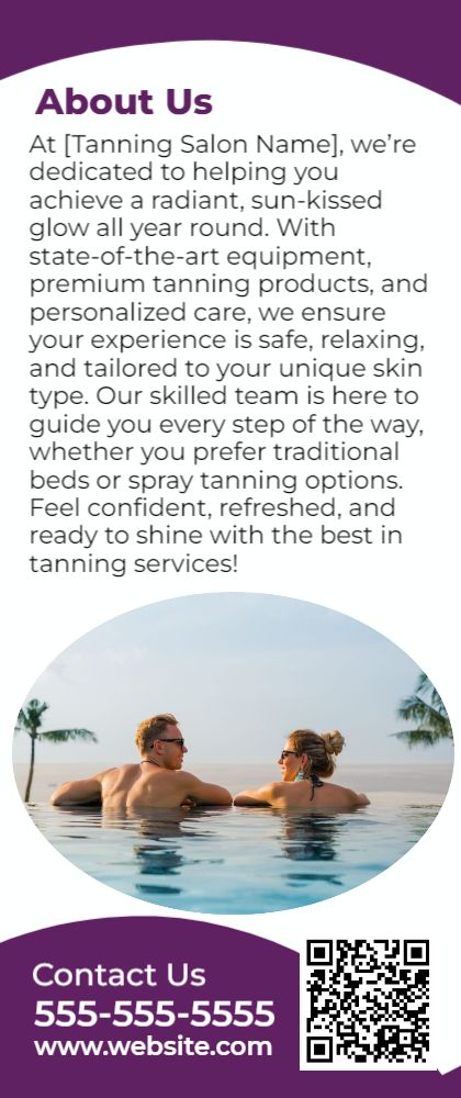 Tanning Salon Rack Card 3 3.5x8.5