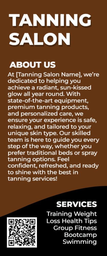 Tanning Salon Rack Card 4 3.5x8.5