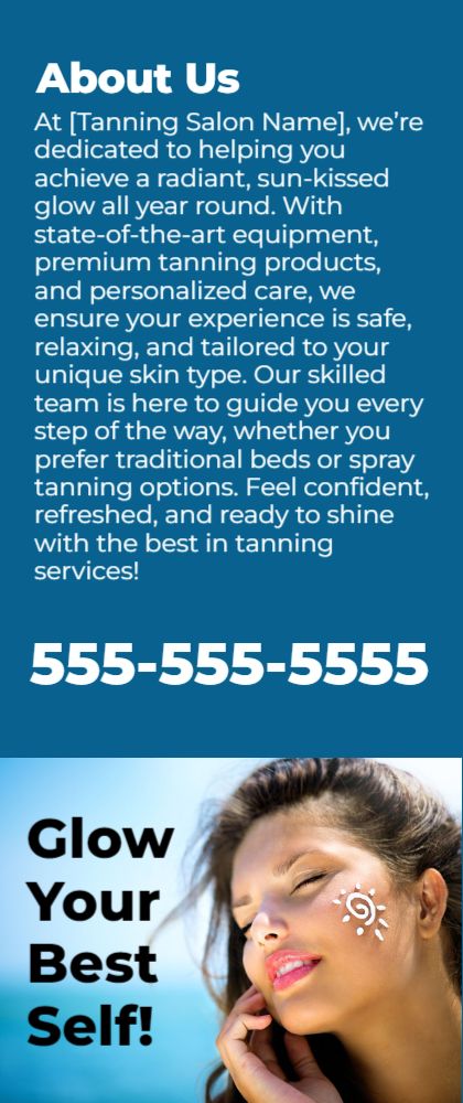 Tanning Salon Rack Card 5 3.5x8.5