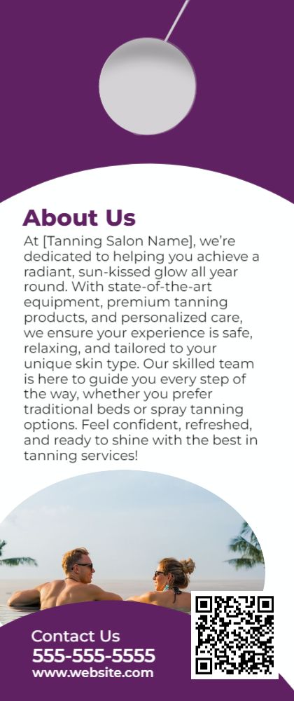 Tanning Salon Door Hanger 3 3.5x8.5