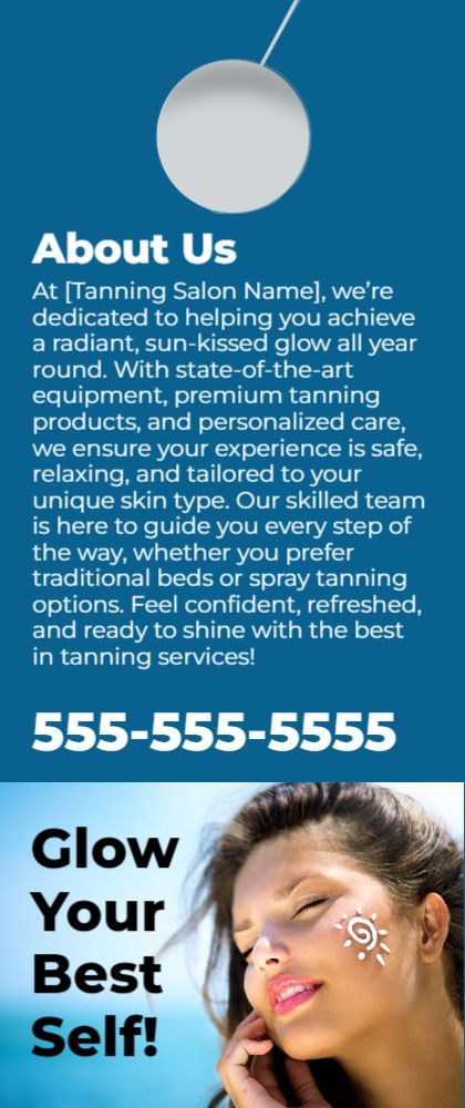 Tanning Salon Door Hanger 5 3.5x8.5