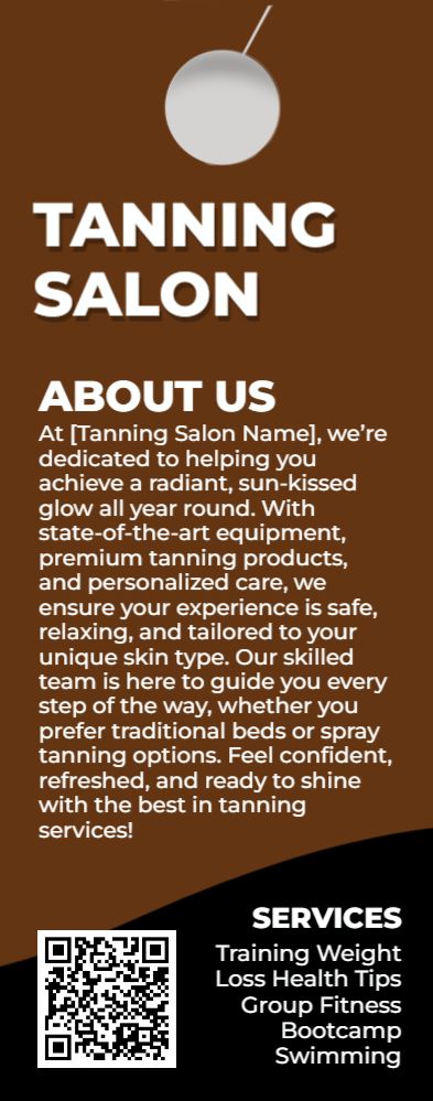 Tanning Salon Door Hanger 4b 4.25x11