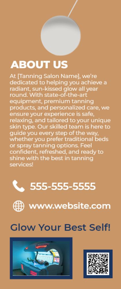 Tanning Salon Door Hanger 6 3.5x8.5