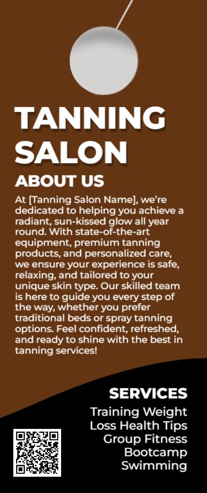 Tanning Salon Door Hanger 4 3.5x8.5