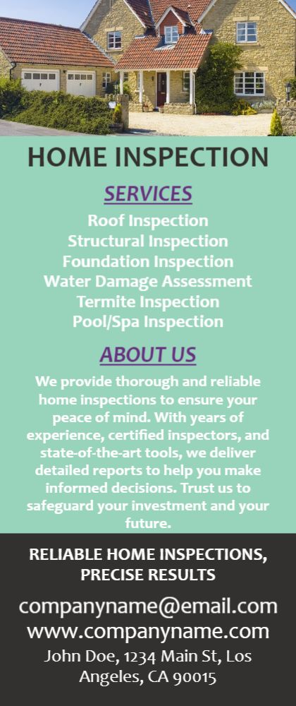 Home Inspection Rack Card 4 3.5x8.5