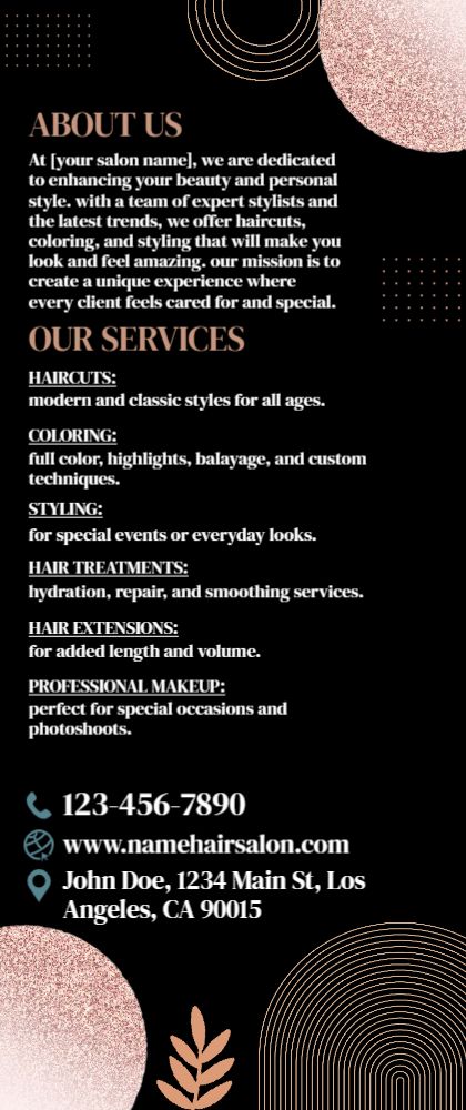 Hair Salon Rack Card 1 3.5x8.5