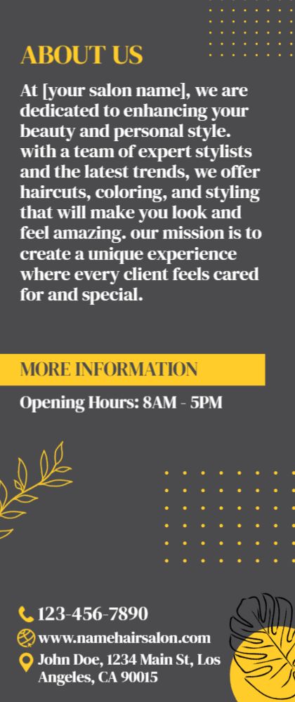 Hair Salon Rack Card 3 3.5x8.5