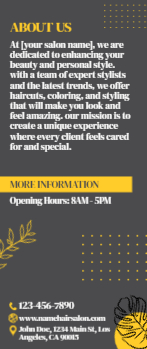 Hair Salon Rack Card 3 3.5x8.5