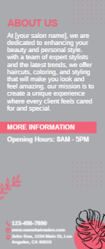 Hair Salon Rack Card 4 3.5x8.5