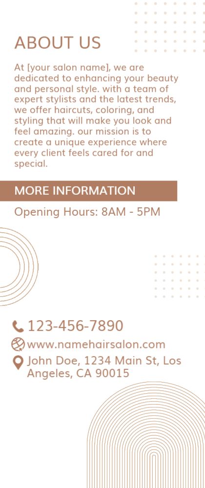 Hair Salon Rack Card 5 3.5x8.5