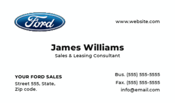 Ford Dealership Business Card 1