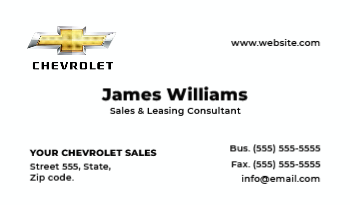 Chevrolet Dealership Business Card 1