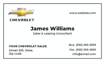 Chevrolet Dealership Business Card 1