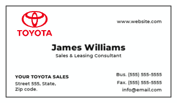 Toyota Dealership Business Card 1