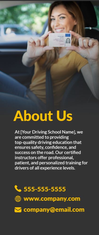 Driving Schools Rack Card 1 3.5x8.5