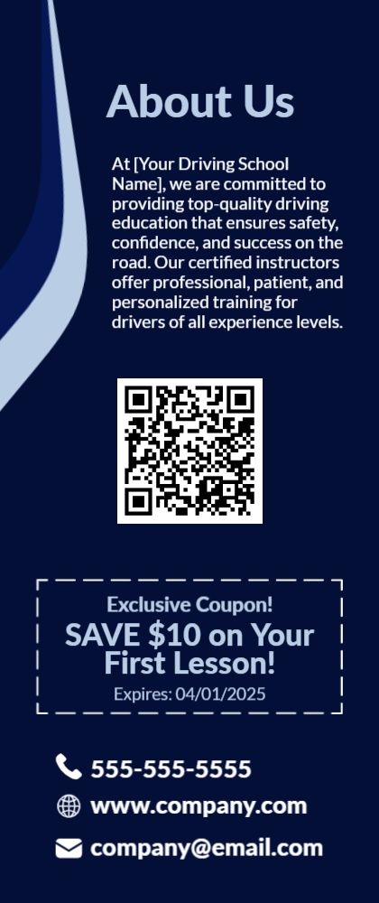 Driving Schools Rack Card 2 3.5x8.5