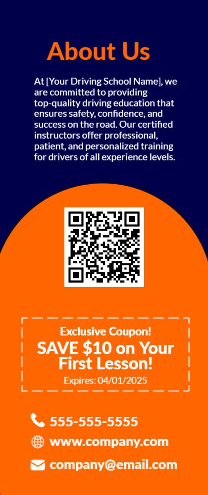 Driving Schools Rack Card 3 3.5x8.5