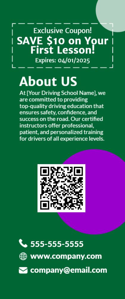 Driving Schools Rack Card 4 3.5x8.5