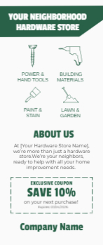 Hardware Store Rack Card 5 3.5x8.5