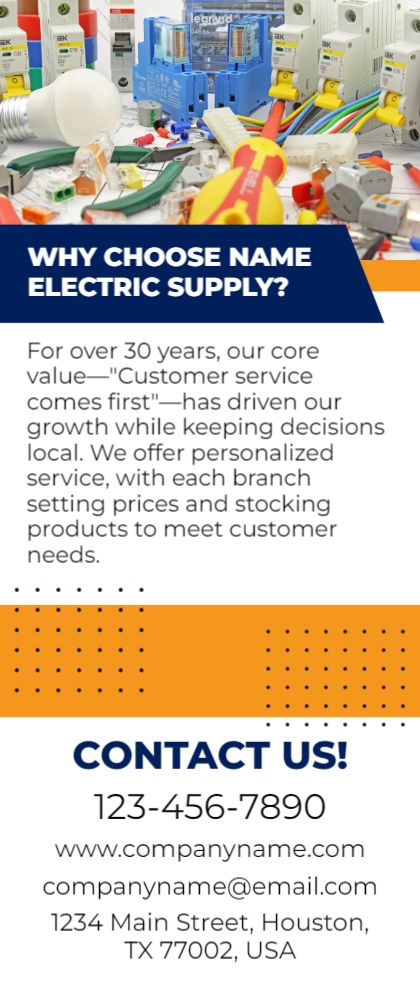 Electrical Supplies Rack Card 1 3.5x8.5