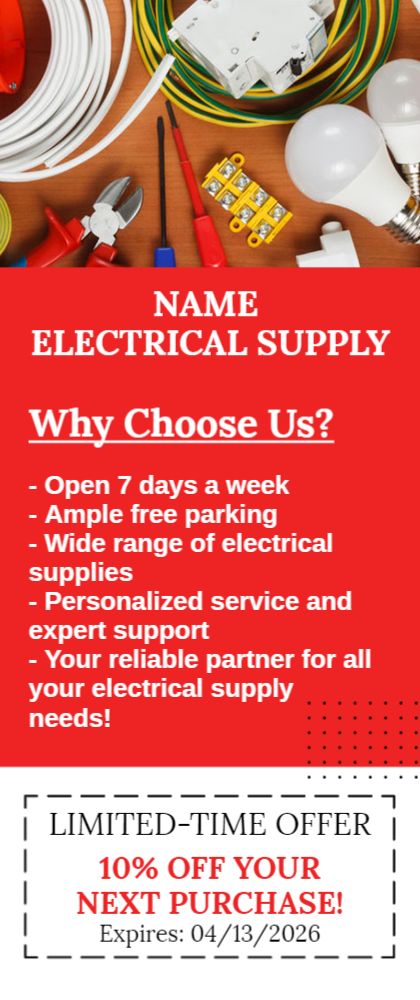 Electrical Supplies Rack Card 2 3.5x8.5
