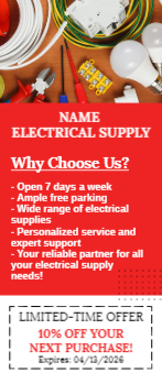 Electrical Supplies Rack Card 2 3.5x8.5