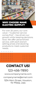 Electrical Supplies Rack Card 3 3.5x8.5