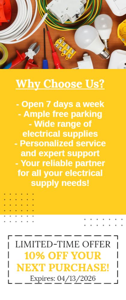 Electrical Supplies Rack Card 4 3.5x8.5