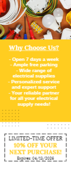 Electrical Supplies Rack Card 4 3.5x8.5