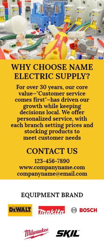 Electrical Supplies Rack Card 5 3.5x8.5