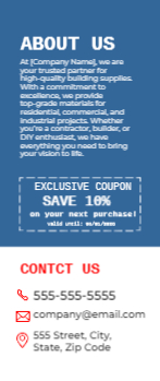 Building Supplies Rack Card 1 3.5x8.5